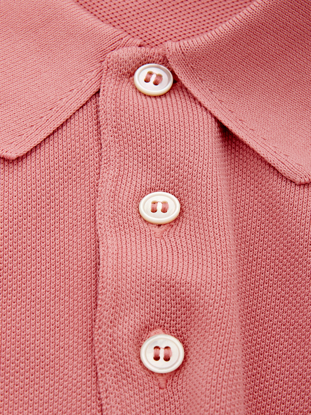 Pink Polo Shirt with Knitwear Effect