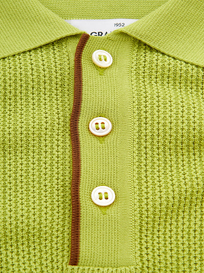 Neon Green Cotton Knitwear Polo Shirt