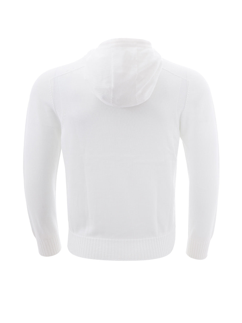 White Cotton Hooded and Full Zip Sweater