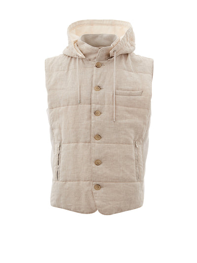 Padded Quilted Sleeveless Linen jacket