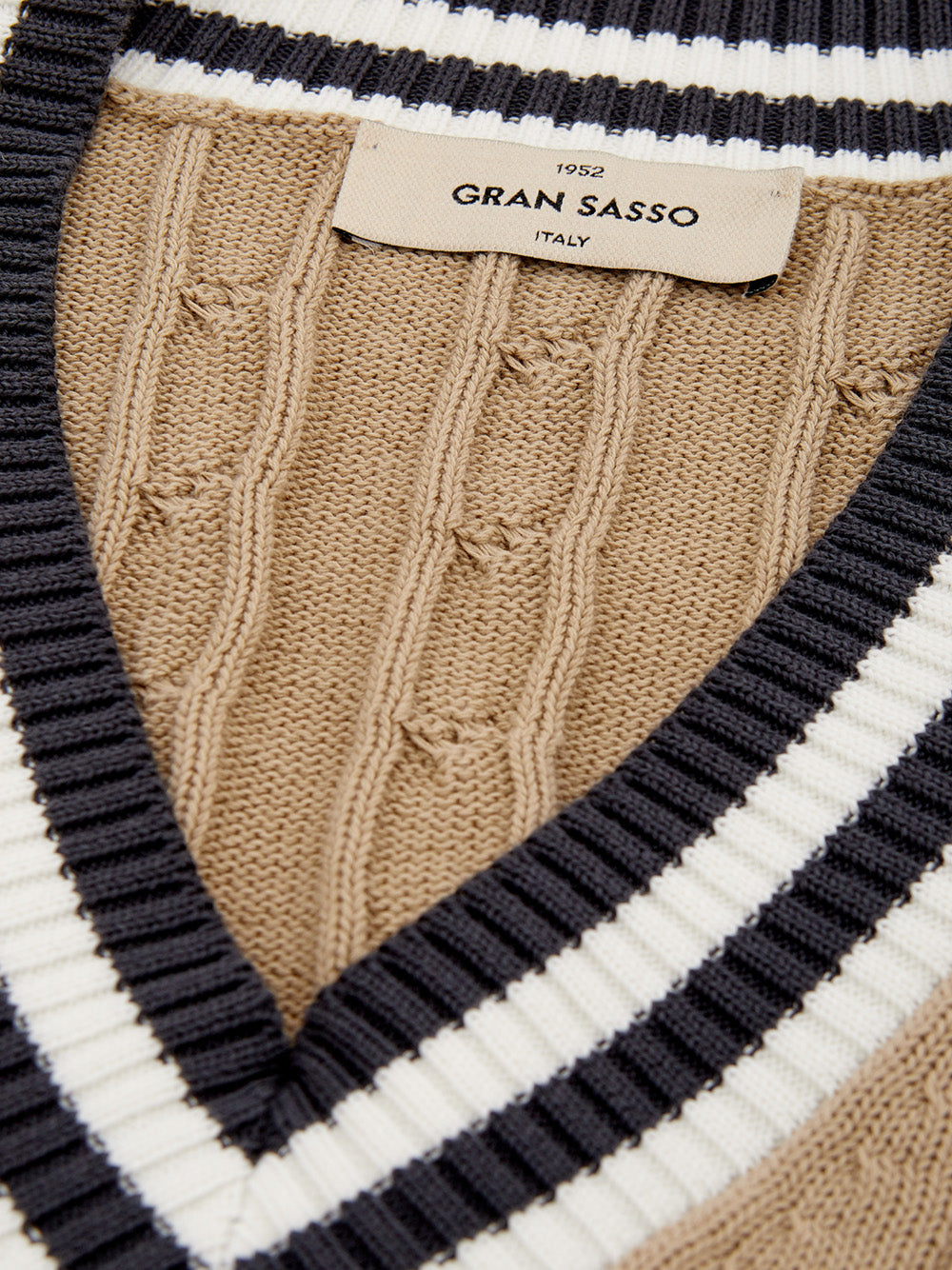 Beige Cotton Cable-knit Sweater