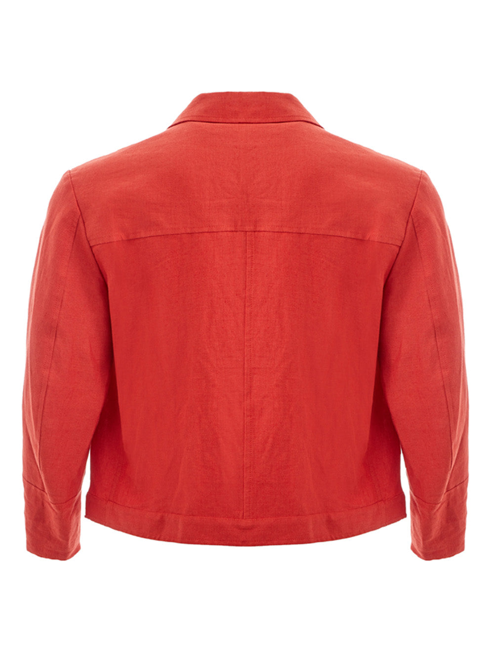 Orange Cropped Jacket in Linen Effect