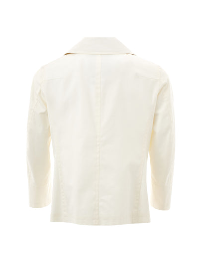 White Cotton Double Breast Jacket