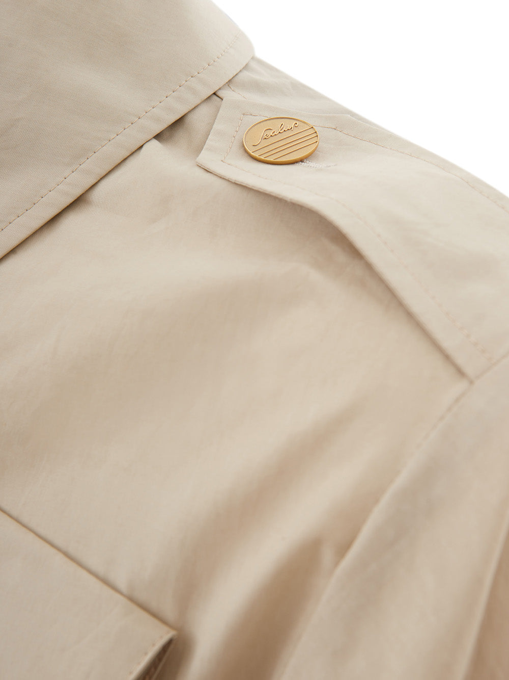 Beige Cotton Saharan Belted Jacket
