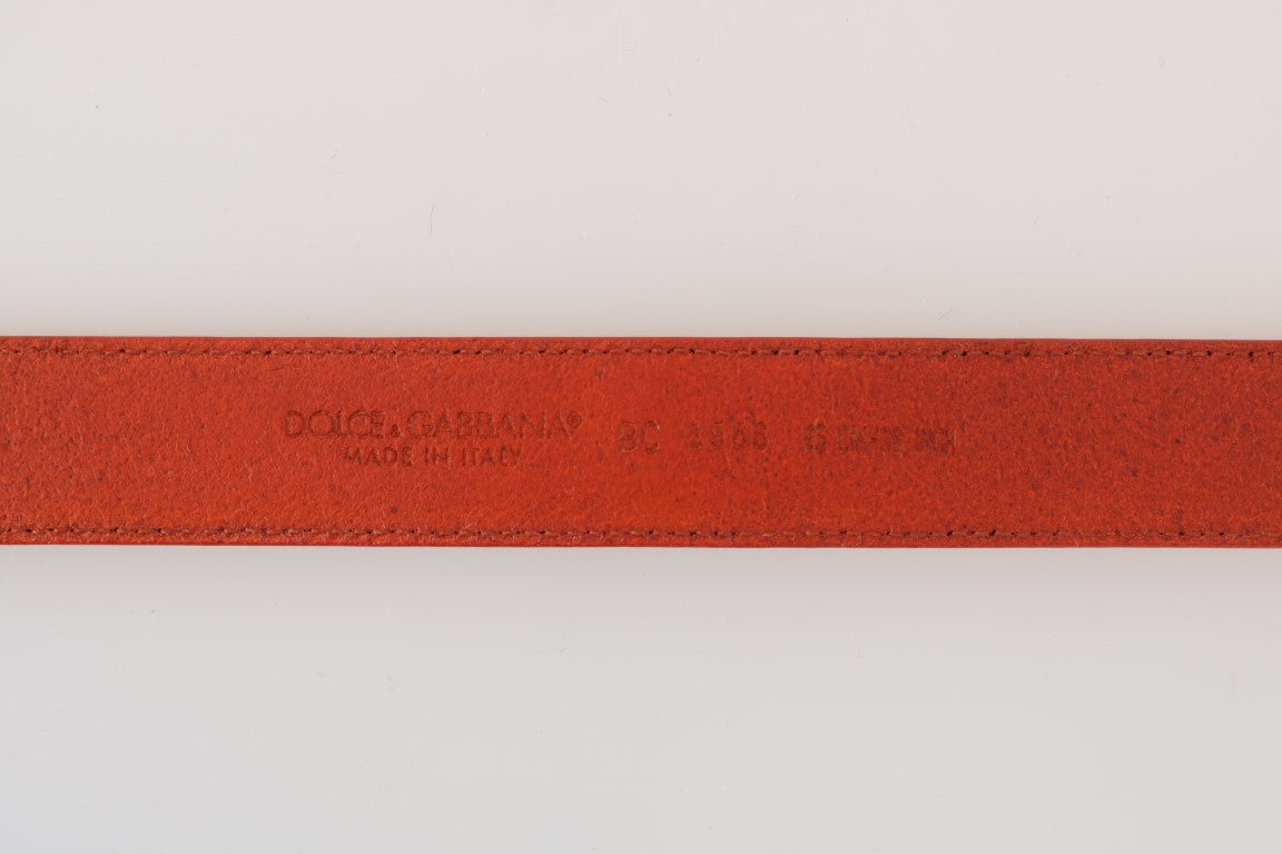 Dolce & Gabbana Orange Leather Gold Buckle Men's Belt