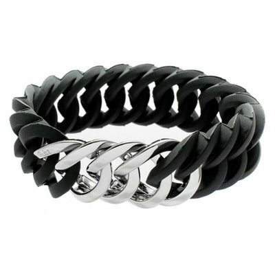 Bracelet TheRubz 100173 Black Silicone Stainless steel Silver Steel/Silicone