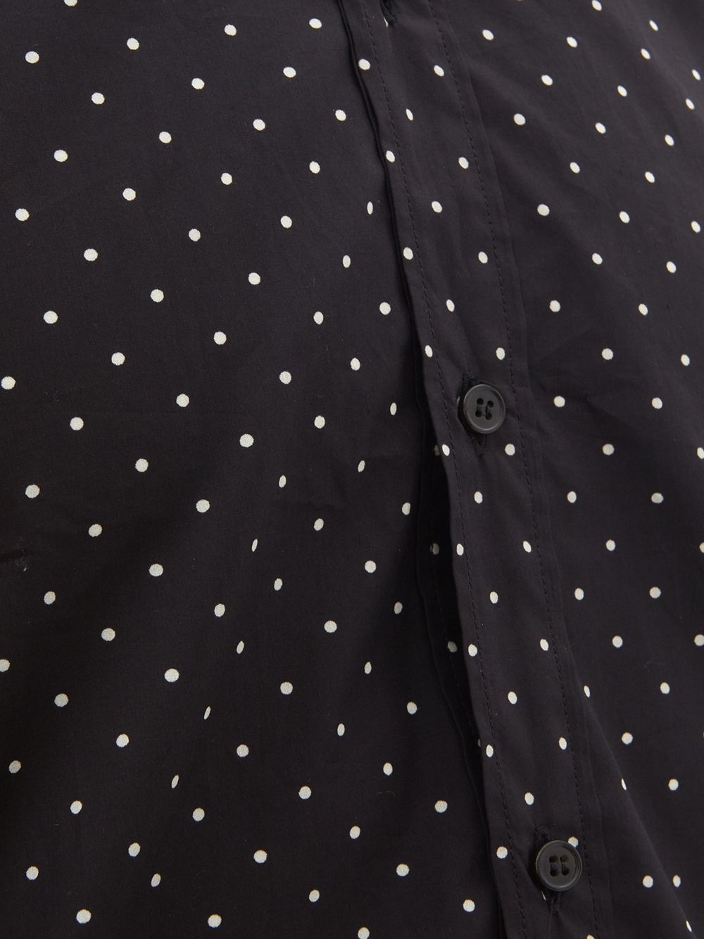 Polka Dots Cotton Black Slim Fit Shirt