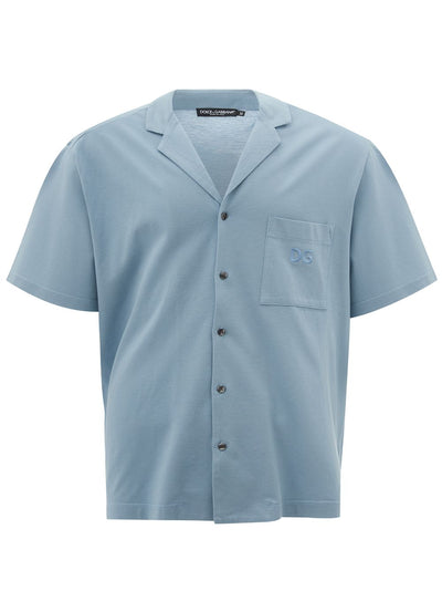 Light Blue Short Sleeves Cotton Shirt