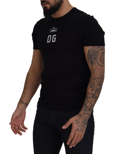 Black DG Crown Embroidered Crewneck T-shirt