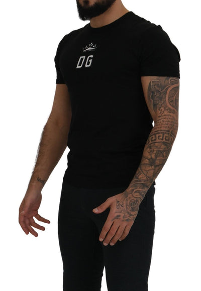 Black DG Crown Embroidered Crewneck T-shirt