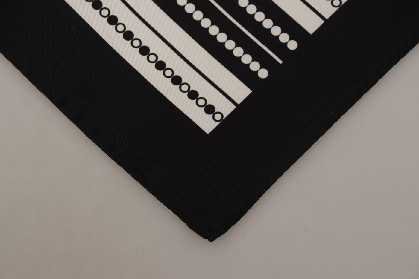 White Black Silk Printed Foulard Wrap Scarf
