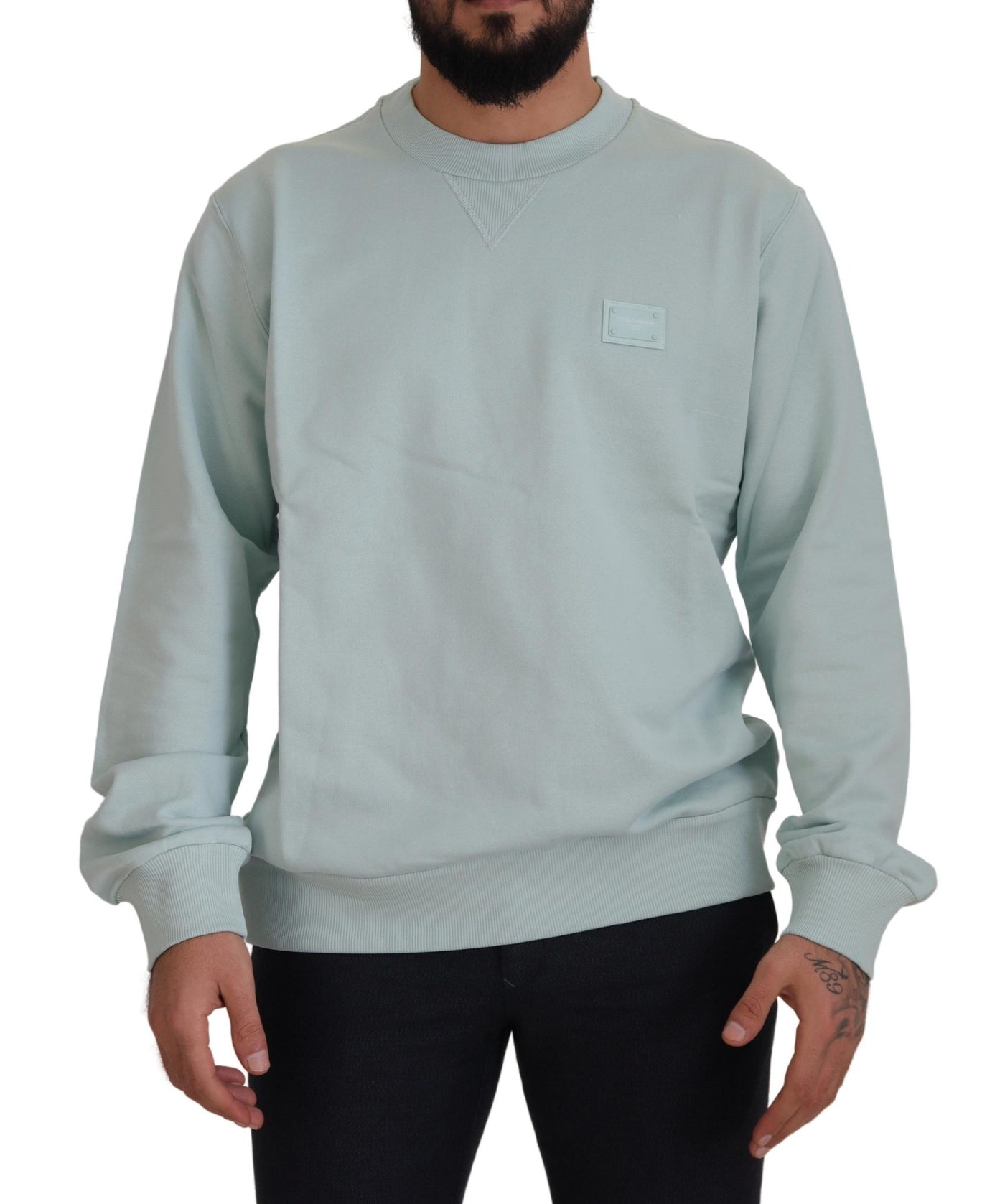 Mint Green Logo Crewneck Pullover Sweater