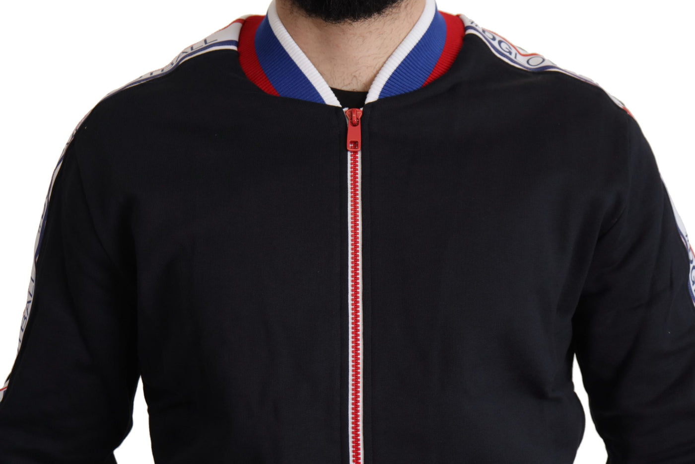 Blue MOSCOW Striped Zipper Jacket Sweater
