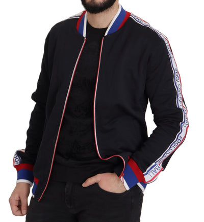 Blue MOSCOW Striped Zipper Jacket Sweater