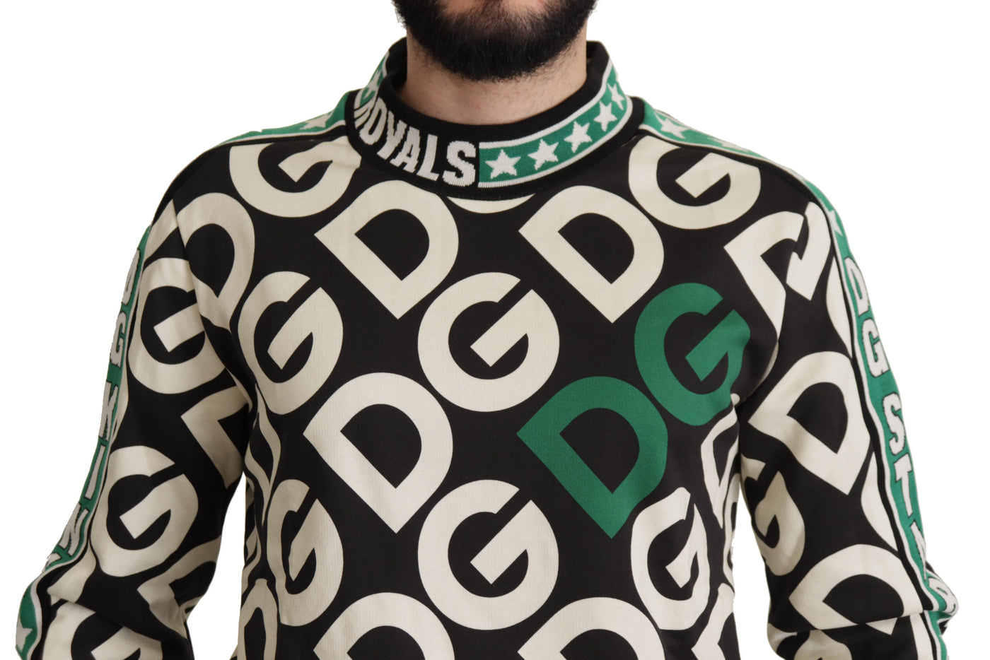 Green Black Cotton Pullover Mania Logo Sweater