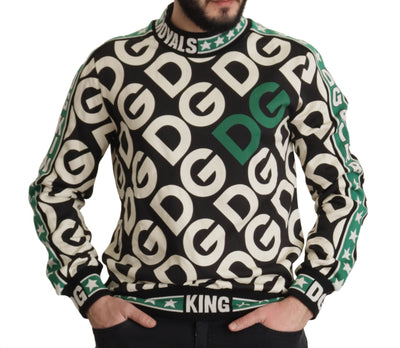 Green Black Cotton Pullover Mania Logo Sweater