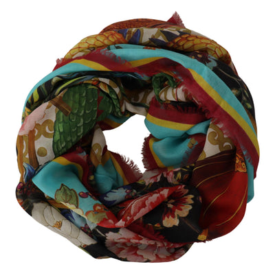 Multicolor Floral Dragon Shawl Wrap Scarf