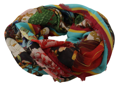 Multicolor Floral Dragon Shawl Wrap Scarf