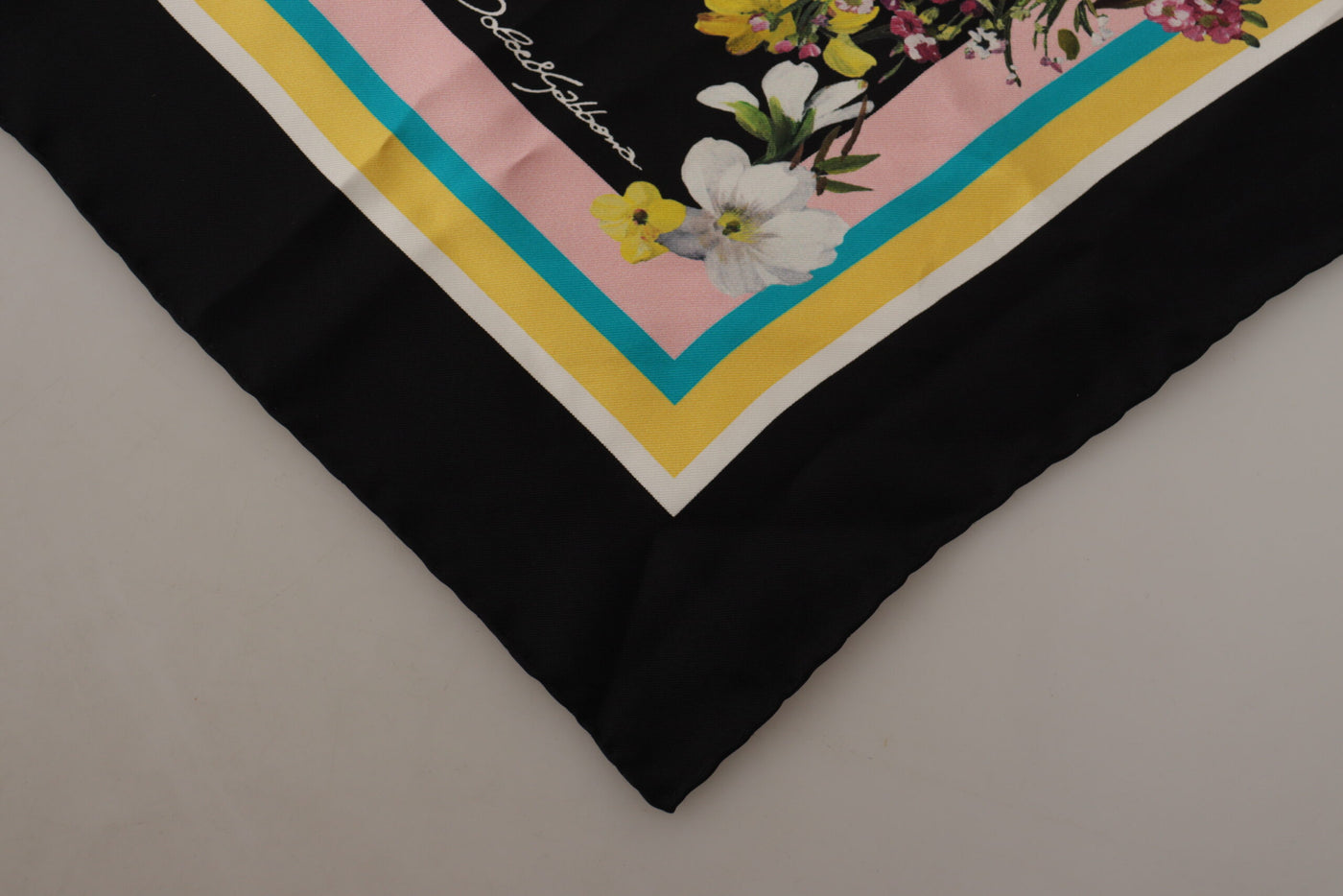 Multicolor Silk Floral Print Foulard Scarf