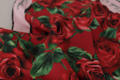 Red Roses Print Square Wrap Scarf