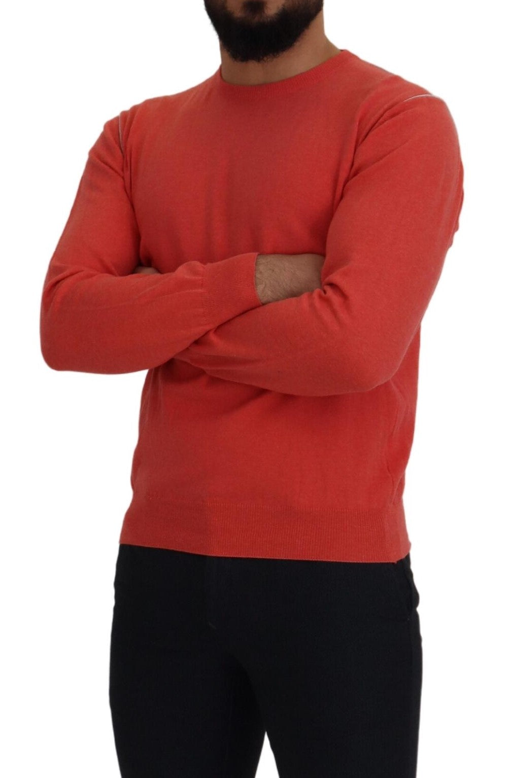 Orange Cotton Crewneck Pullover Sweatshirt Sweater
