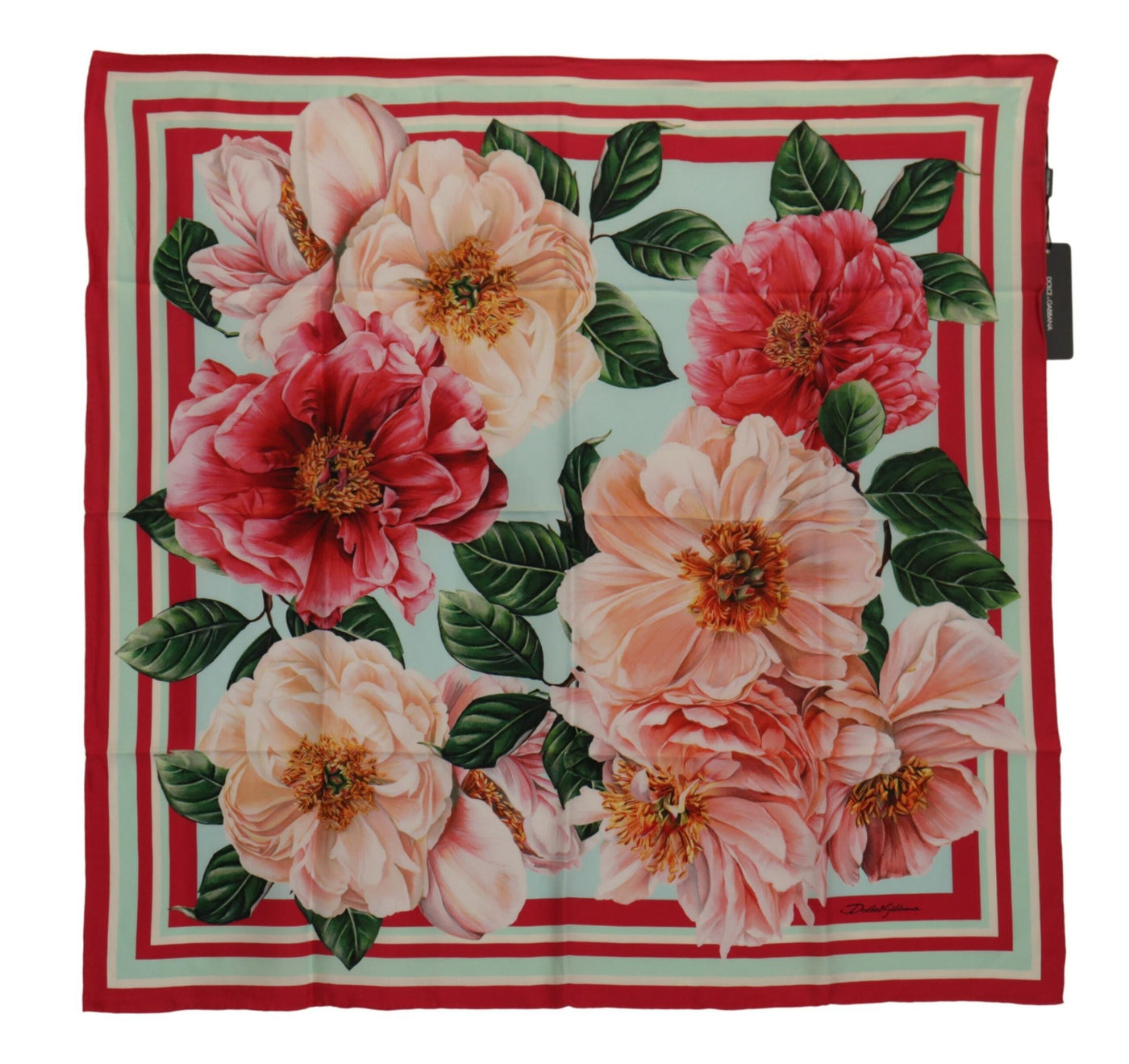 Multicolor Silk Floral Foulard Wrap Scarf