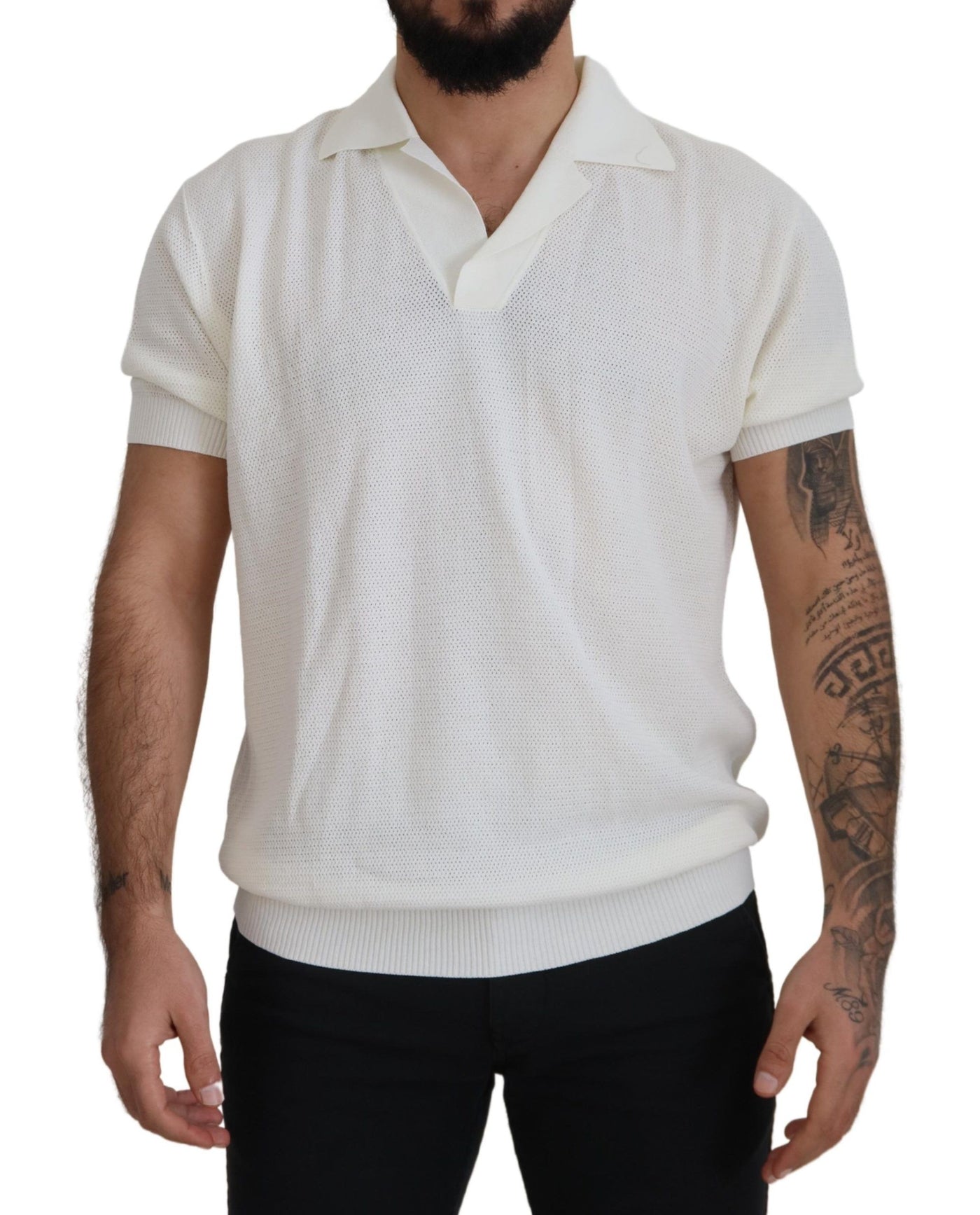 White Collared Polo Cotton T-shirt Henley