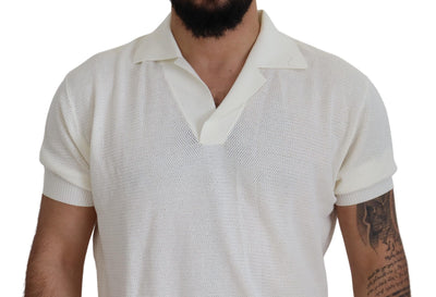 White Collared Polo Cotton T-shirt Henley
