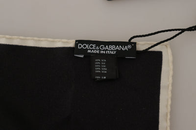 Black DG Crown Print Square Handkerchief Silk Scarf