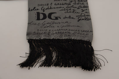 Gray DG Logo Printed Shawl Wrap Fringe Scarf