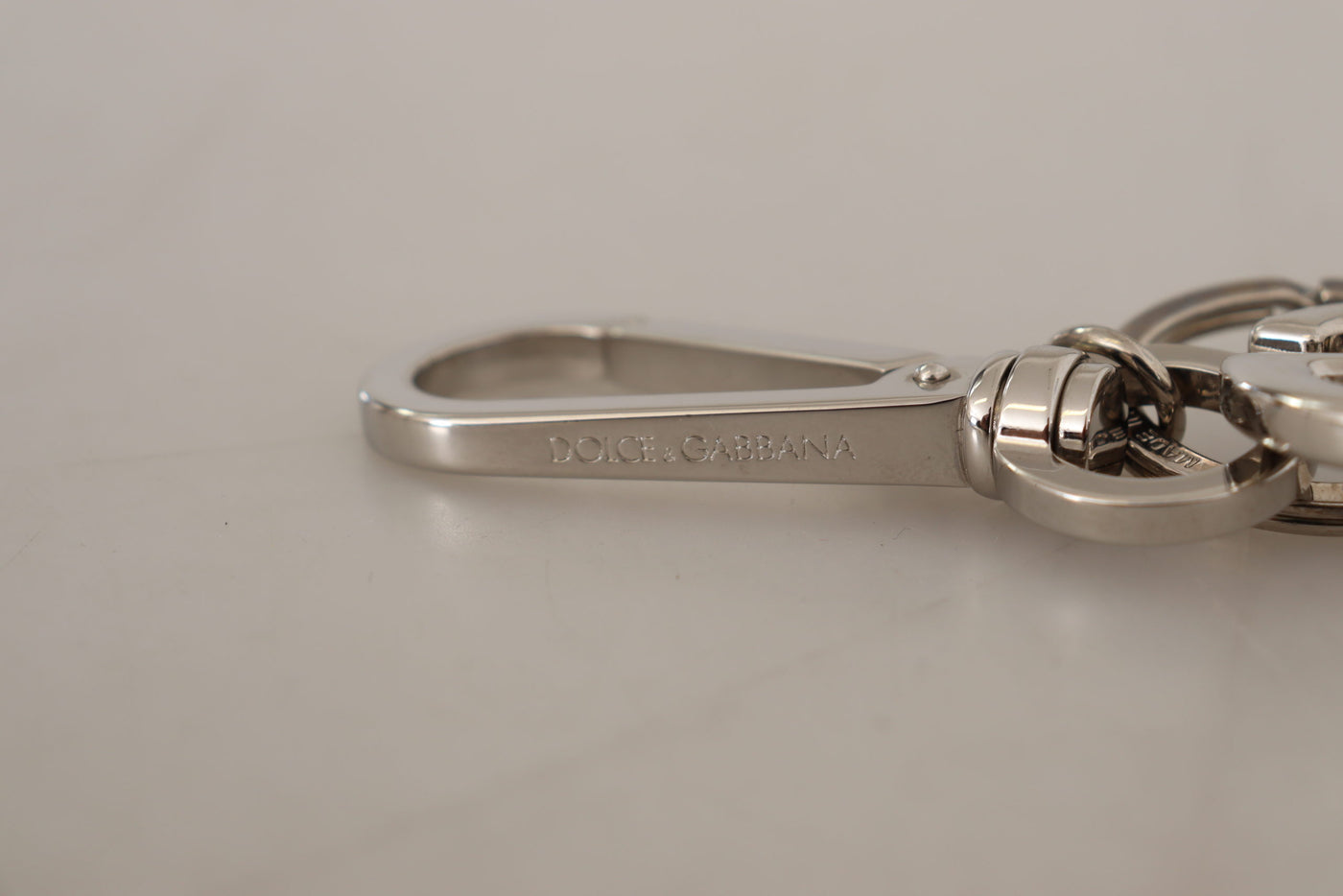 Silver Tone Brass Keyring DG Logo Keychain
