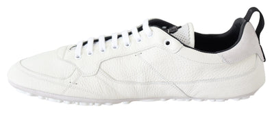 White Leather Mens Drivers Sneakers  Shoes