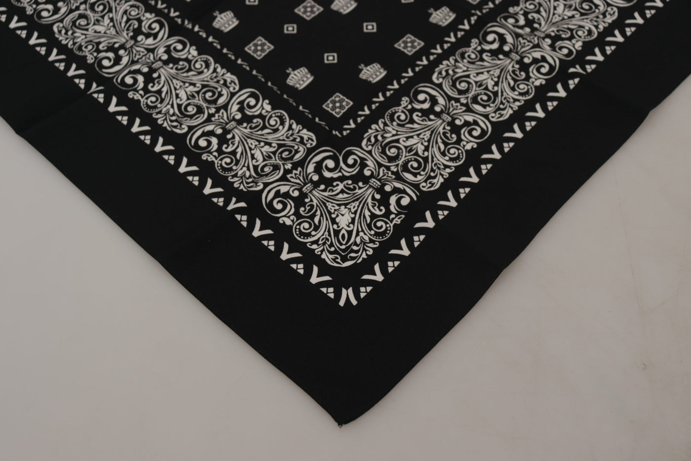 Black Silk Bandana Printed Square Handkerchief Scarf