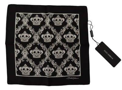 Black DG Crown Printed Square Handkerchief Scarf