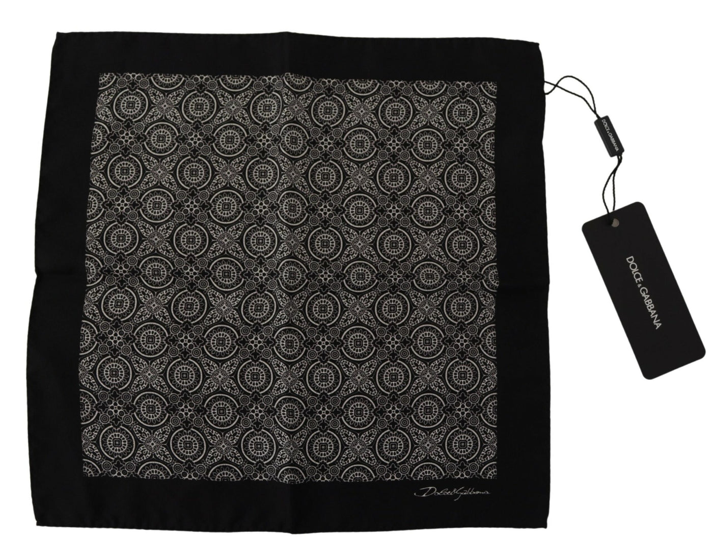 Black Paisley Patterned DG Square Handkerchief