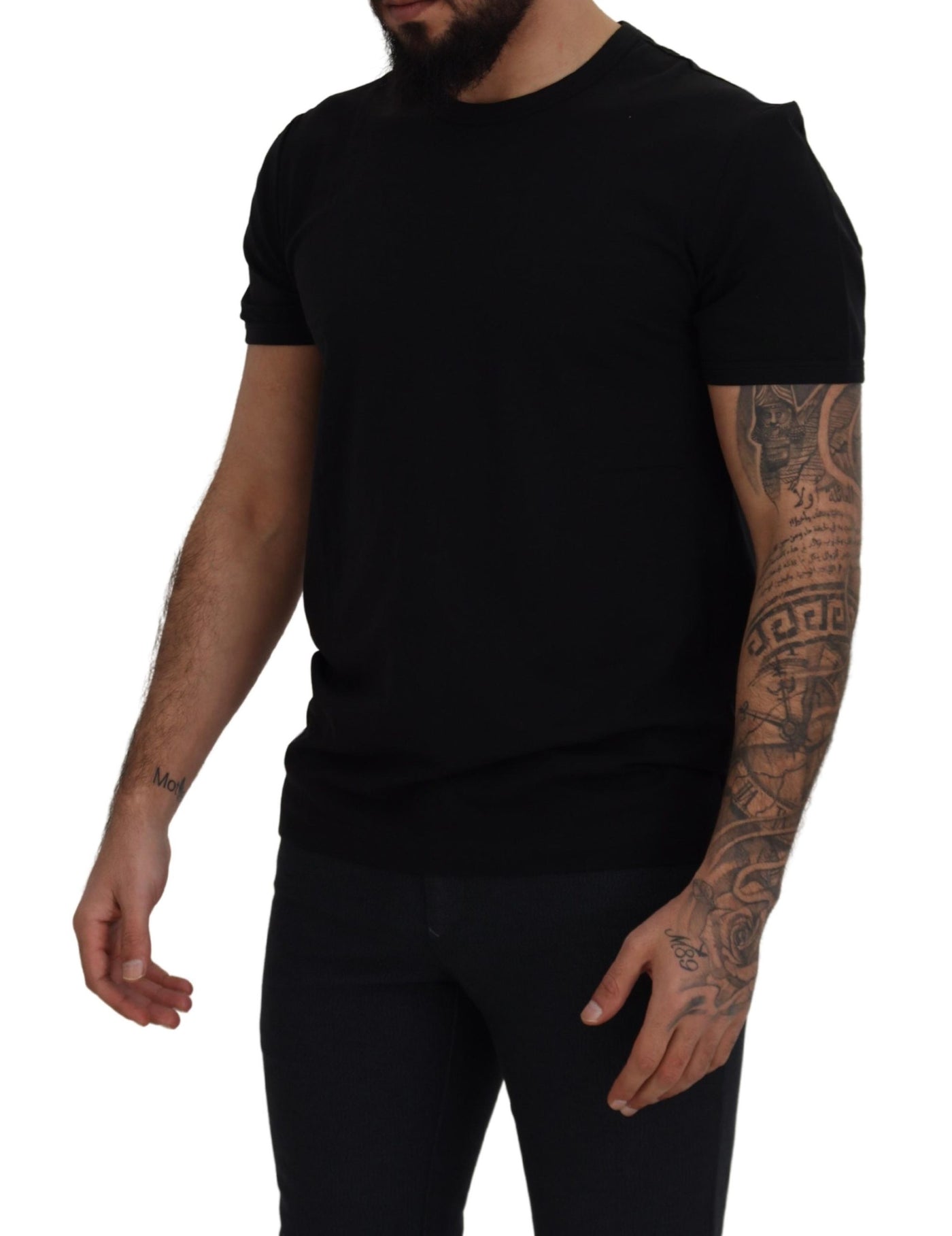 Black Short Sleeves Round Neck T-shirt