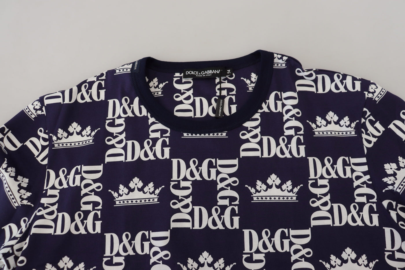 Blue D&G Crown Print Cotton T-shirt