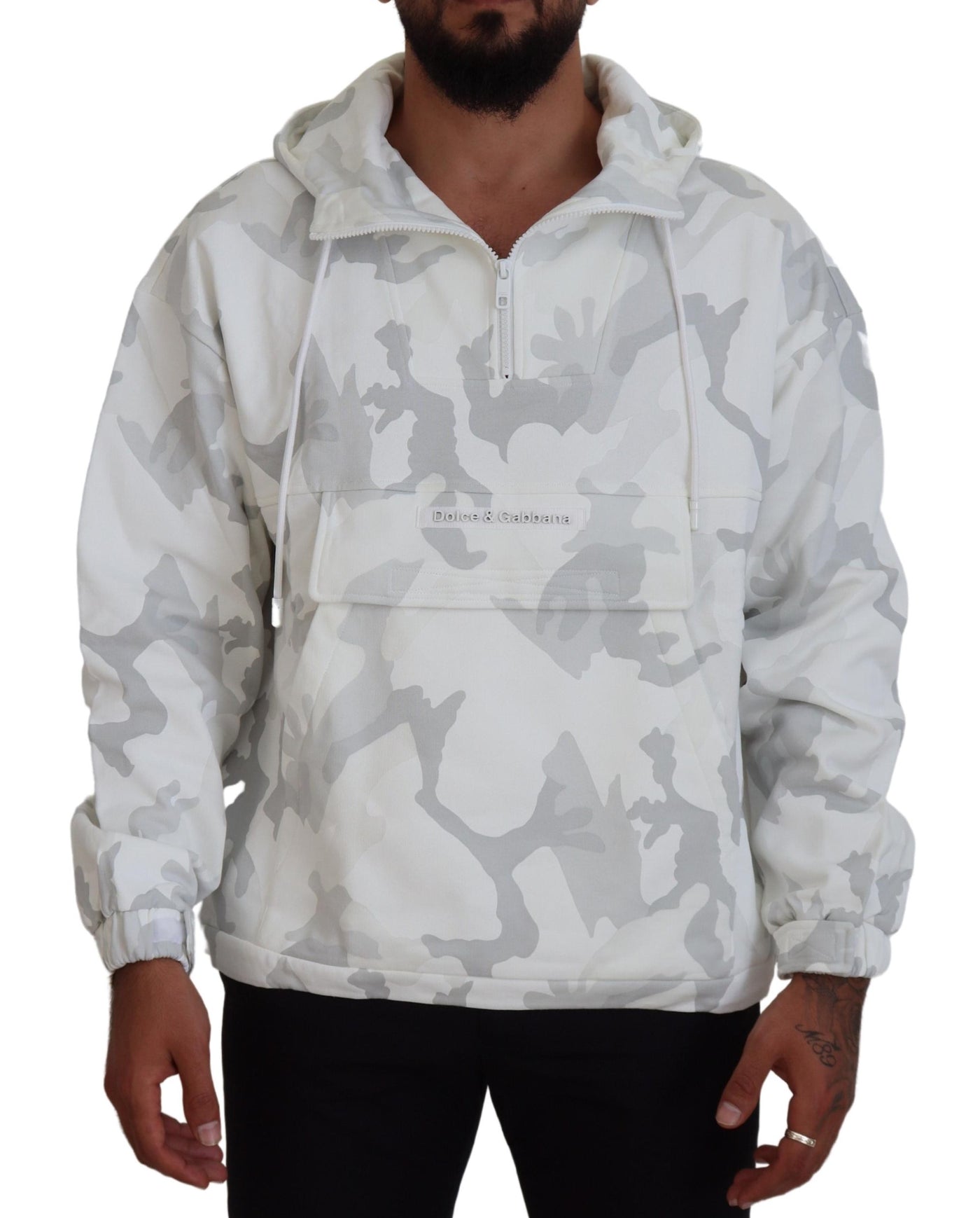 White Camouflage Hooded Windbreaker Jacket