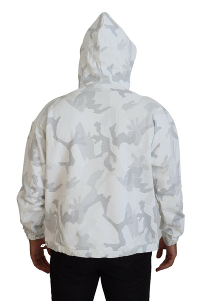 White Camouflage Hooded Windbreaker Jacket