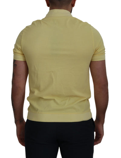 Yellow Cotton Collared Logo Patch T-shirt