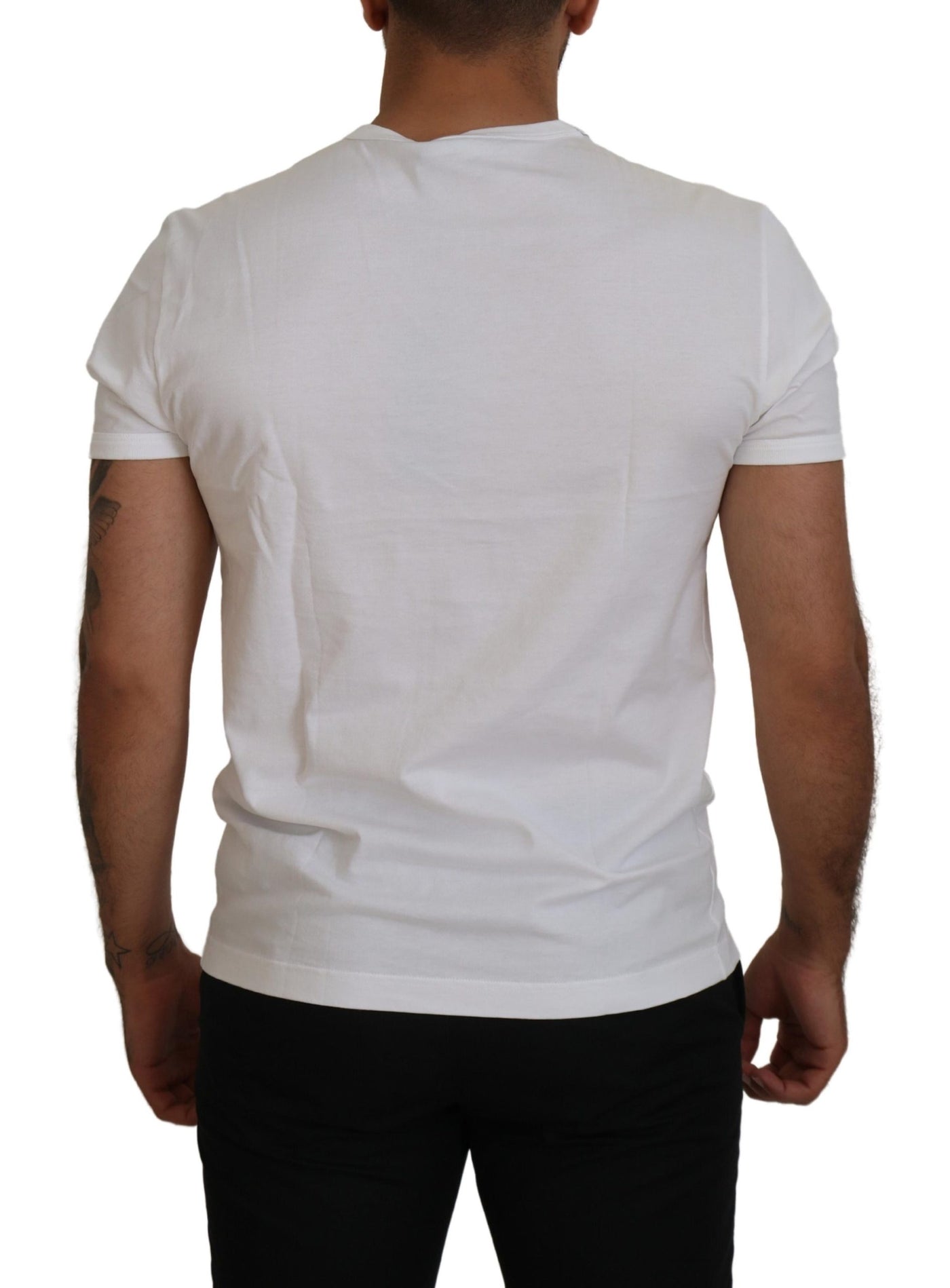 White Blue DG Crown Print Cotton T-shirt