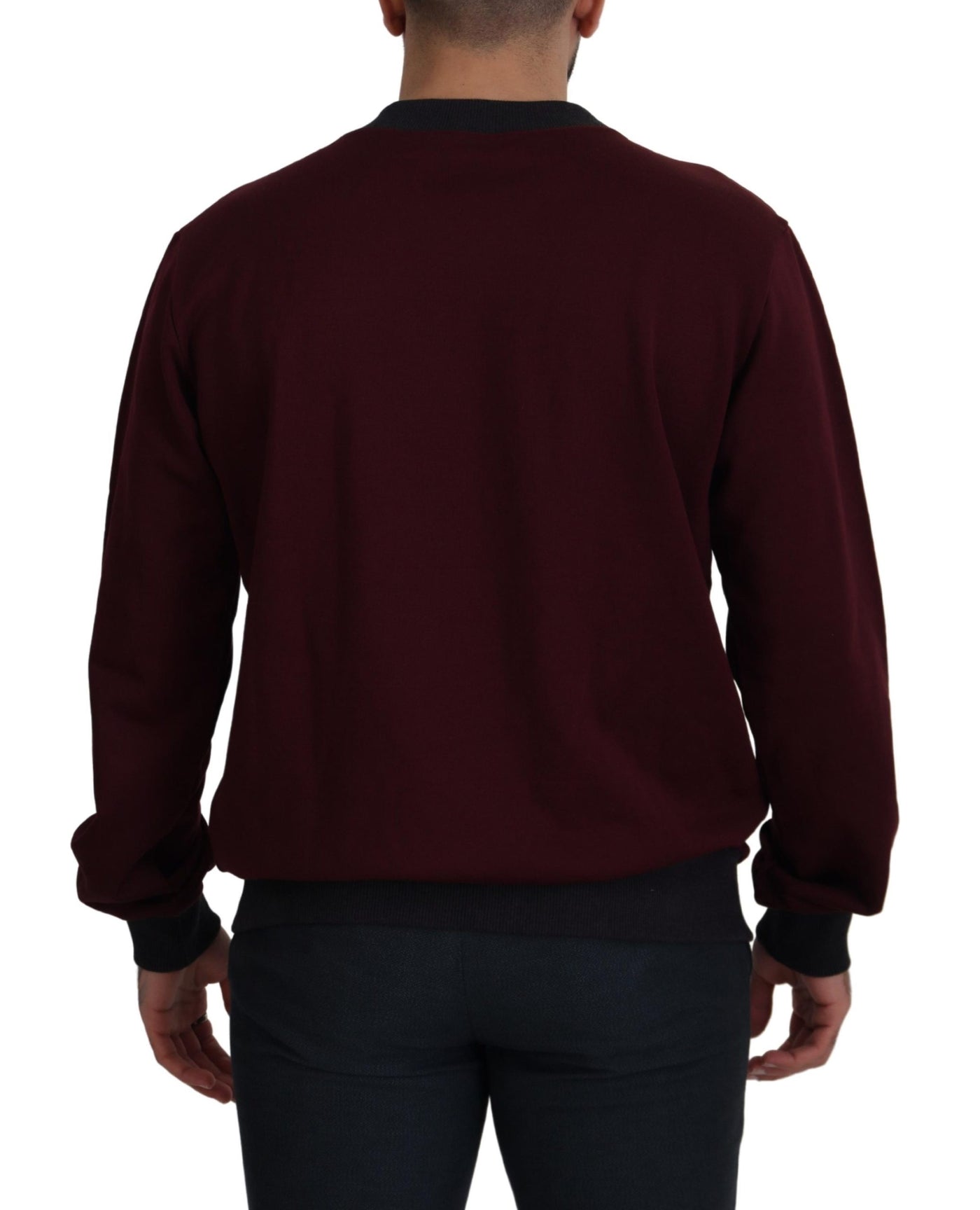 Maroon Logo Cotton Crewneck Pullover Sweater
