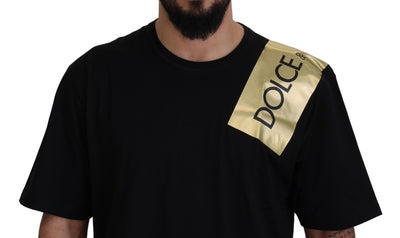 Black Gold DG Logo Cotton Crewneck  T-shirt