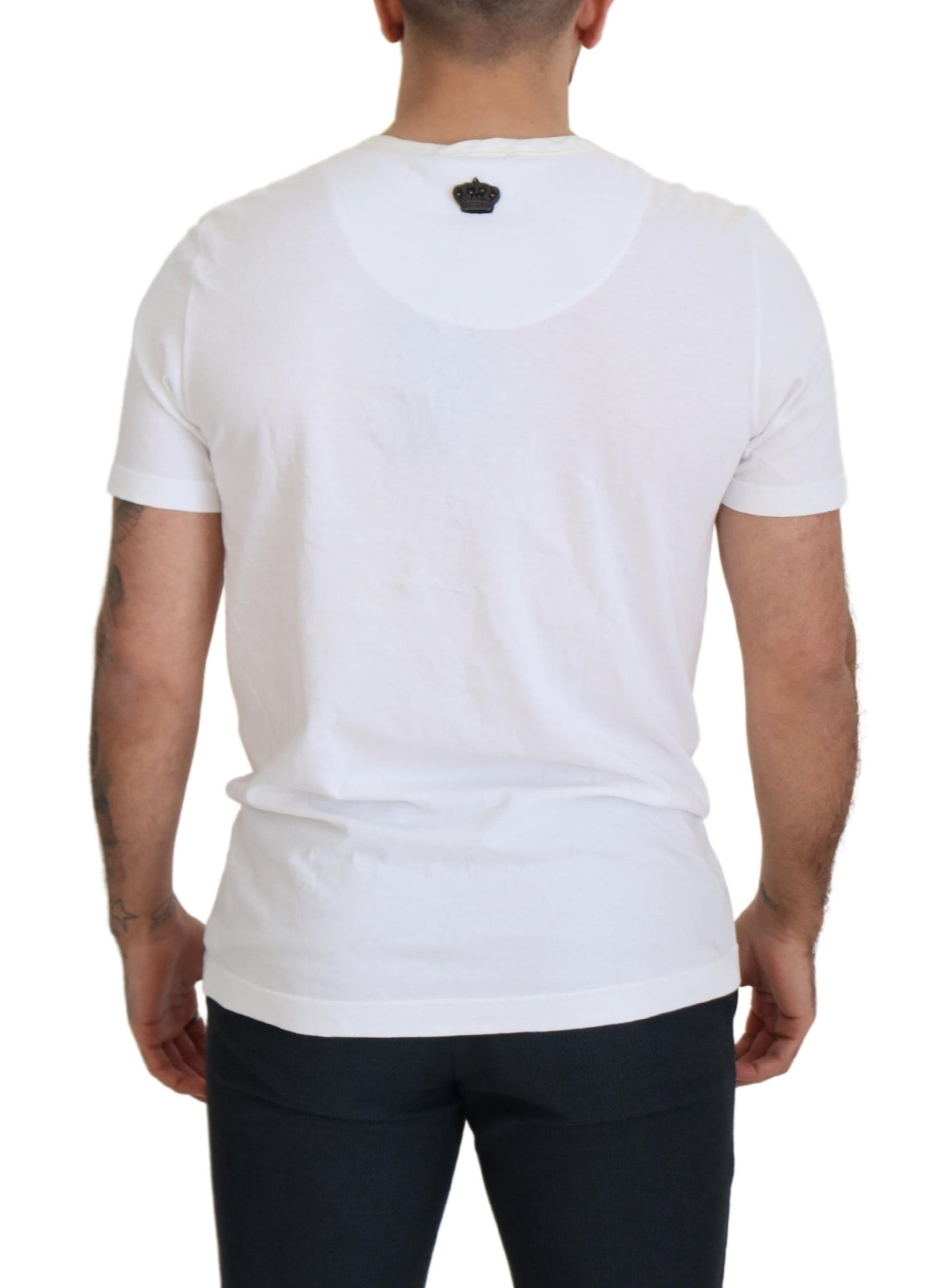 White Cotton Logo Patch Short Sleeve T-shirt