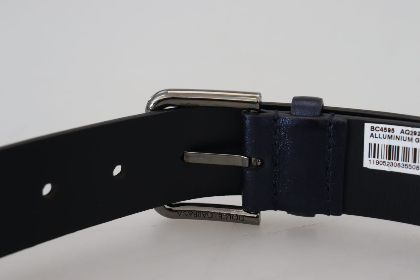 Metallic Blue Leather Silver DG Metal Buckle Belt