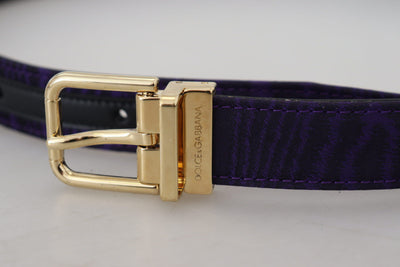 Purple Moire Gold Tone Metal Buckle Belt