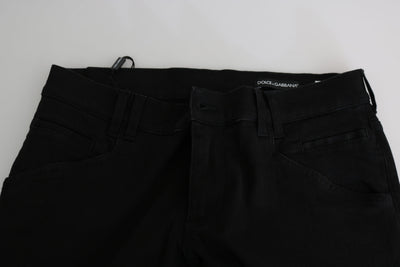Black Low Waist Skinny Cotton Denim Jeans