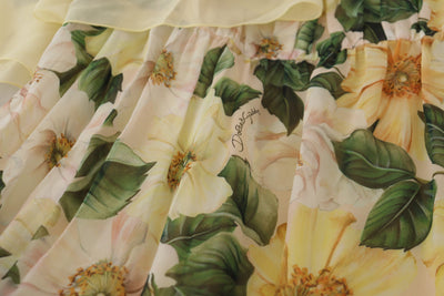 Multicolor Silk Floral Print Long Dress