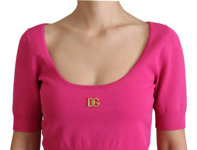 Pink Short Sleeves Casual Blouse Cropped Top