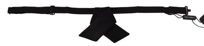 Black 100% Silk Adjustable Neck Papillon Bow Tie